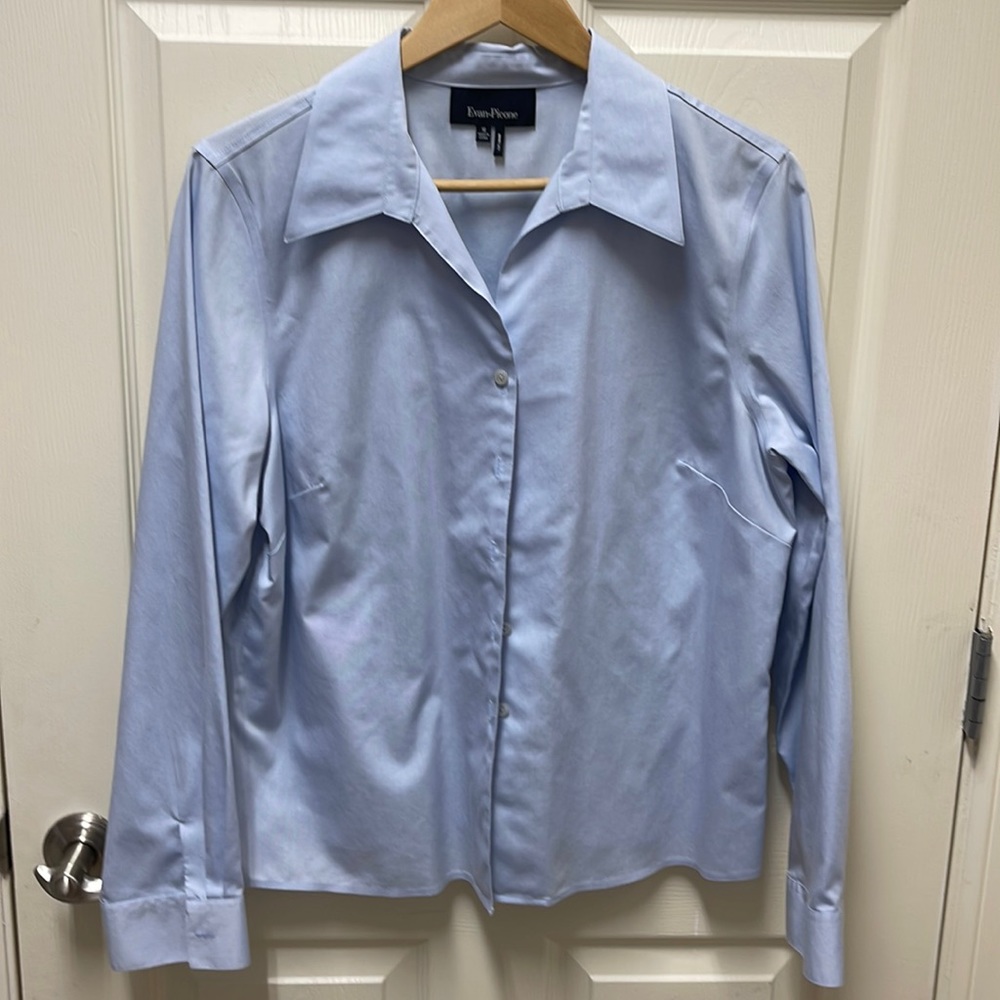 Evan Picone Size 16 blue dress shirt blouse button down style - worn once